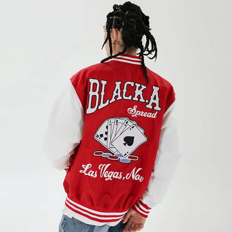 

Japanese New Style Embroidered Jacket Men's And Women's Winter Brand Sportswear Loose Baseball Jacket Cotton added Mens Coats