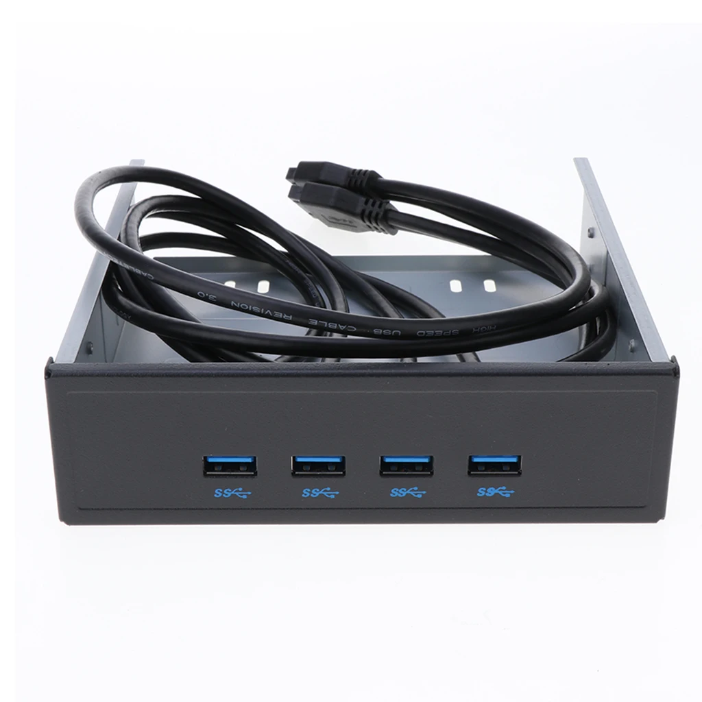 Optical Drive Bay 4 Ports USB 3.0 Hub Adapter with 20 Pin USB Header Cable, for Desktop PC Computer Accessory Kit, Metal