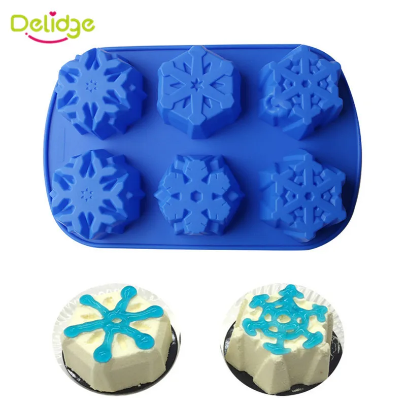 Delidge-1pc-6-Cavity-Flower-Shape-Silicone-Mold-3D-Christmas-Snowflake-Moon-Cake-Fondant-Cupcake-Mold
