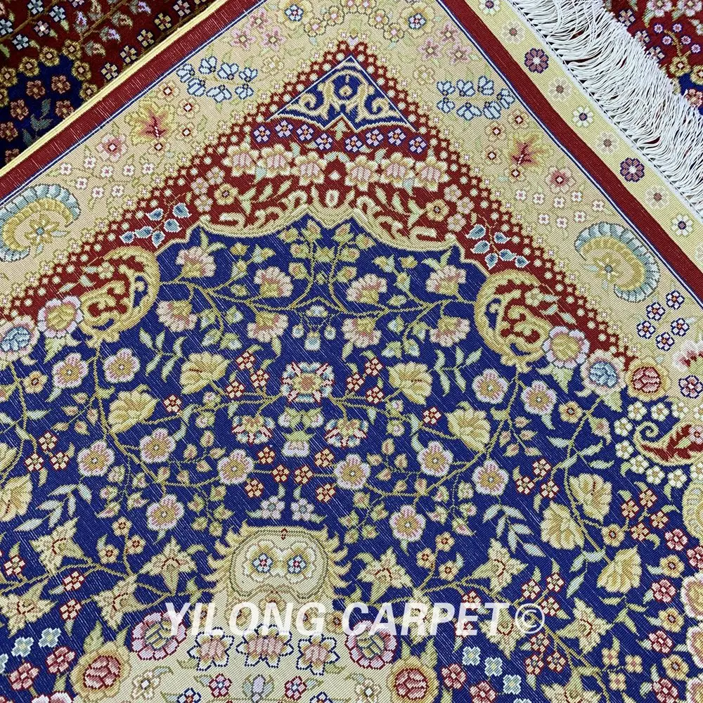 YILONG 9 2 &quotx 12 8&quot Персидский большой шелковый ковер ручной работы красный медальон