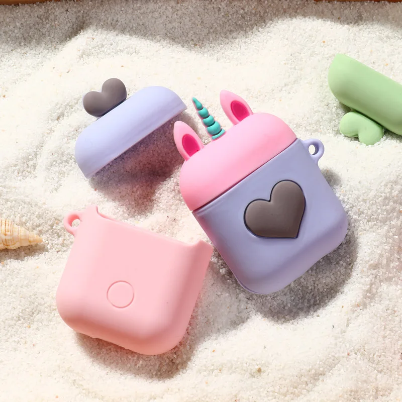 Чехол для Airpods, чехол с милым сердечком, котом, силиконовый чехол s для Bluetooth, беспроводные наушники Apple, чехол на Air Pods 1 2