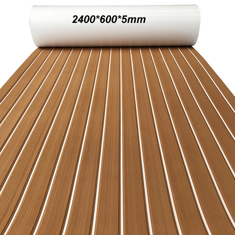 SWANEW Bodenbelag Matte Deck Teppich EVA Schaum Teak Yacht Selbstklebend Fuboden Deck Matte Braun 240x90cm 81969071