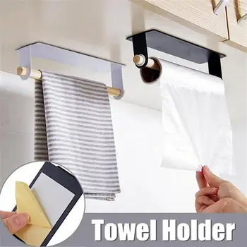 

Self Adhesive Wall Mounted Bathroom Kitchen Towel Bar Shelf Rack Holder Bathroom Roll Paper Storage Rack Tissue Shelf Holder