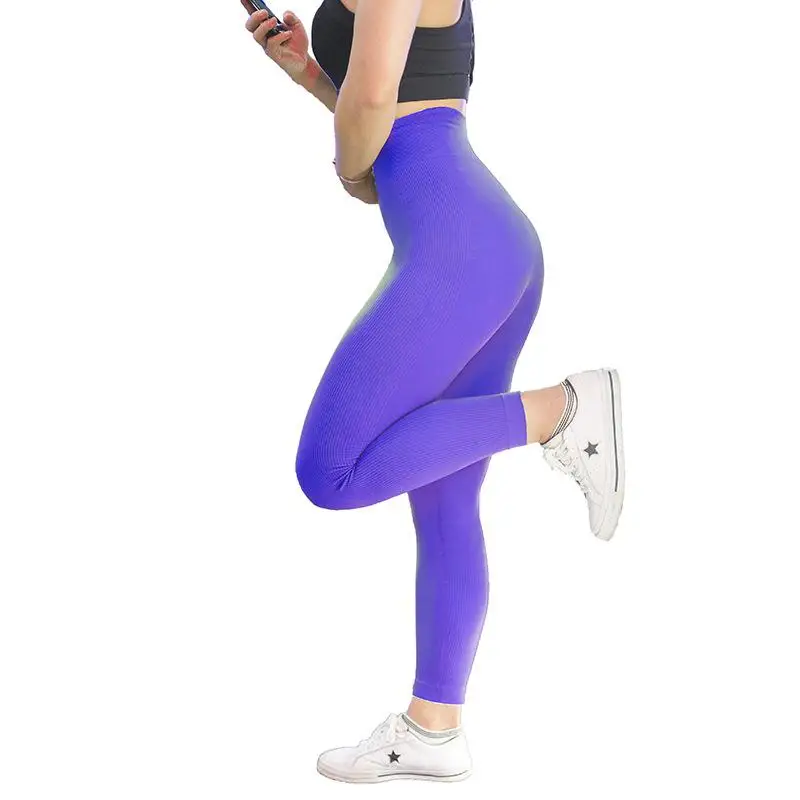 Фиолетовый Push Up beauty Hip штаны для йоги Бодибилдинг крупным планом Йога Спортивные Леггинсы для тренажерного зала для женщин Высокая широкая эластичная талия бесшовные леггинсы - Цвет: Фиолетовый