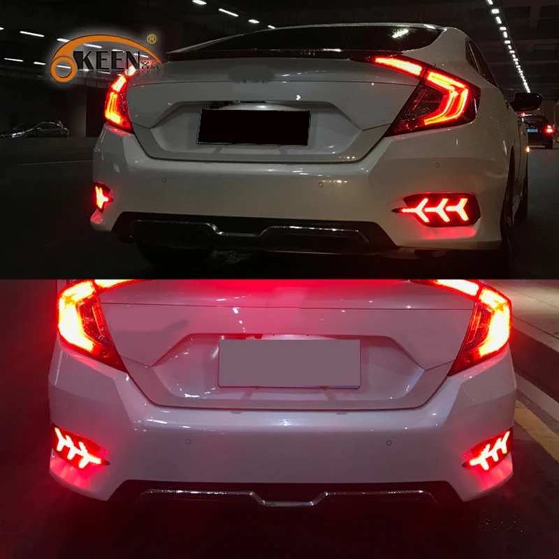 2 шт. для Honda Civic 10th светодиодный DRL светильник заднего бампера тормозной ходовой светильник s дневной предупреждающий задний светильник