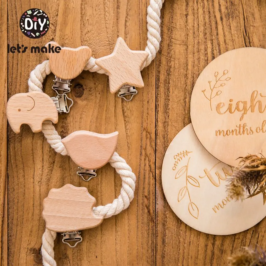Let's Make Pacifier Clip 200pc Round Wooden Engrave Customize Baby