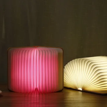 

decoration home new style wood grain book light originality gift flip over fold book light USB recharge night lamp