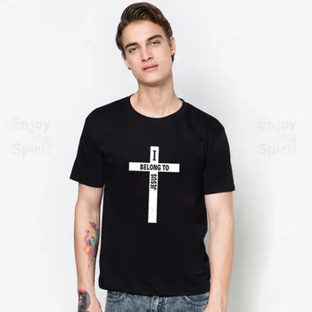 

2020 Summer Fashion I Belong To Jesus Cross Style T-shirt Casual Fashion Christian Men Cool T-shirt Soft Cotton Casual Tee