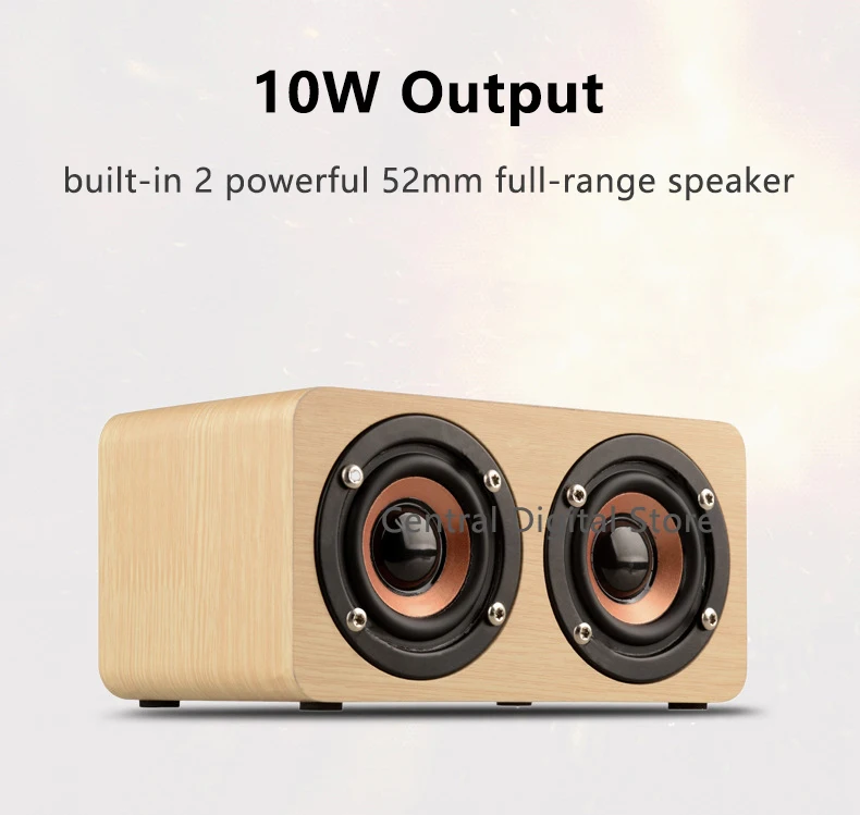 Ретро деревянный стерео Bluetooth динамик маленький мощный HiFi 10 Вт портативный домашний микрофон Колонка сабвуфер перезаряжаемый саундбокс