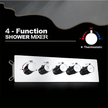 

New Item 4 Function Shower Faucet Valve Thermostatic Shower Mixer Diverter Brass Chrome Finish Wall Mounted Concealed Mixing