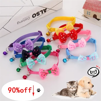 

Fashion Pet Collars Adjustable Dog Cat Collars Leashes Puppy Kitty Cute Kawaii Bowknot Collars Bells Collars Dog Accessories