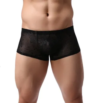 

Men Sexy Gay Underwear Boxer Lace Floral Printed Sissy Sport Panties Shorts Underpants Cueca Masculina ropa interior hombre 2020