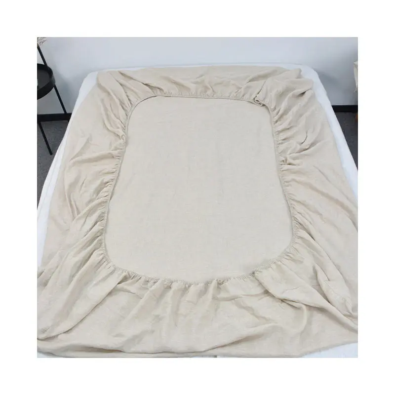 3PCS 100% Linen Elastic Sheet Set, 1 Bed Sheet, 2 Pillowcases, Breathable Soft Farmhouse Bedding Bedsheet, Fitted Sheet Set 3