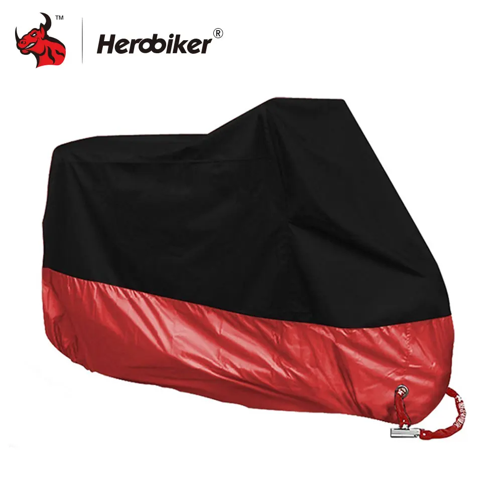 HEROBIKER мотоциклетный чехол для улицы с УФ-защитой для скутера, чехол для велосипеда, водонепроницаемый пылезащитный чехол для мотоцикла, чехол для дождя, дизайн с замком и отверстиями для помещений - Цвет: red
