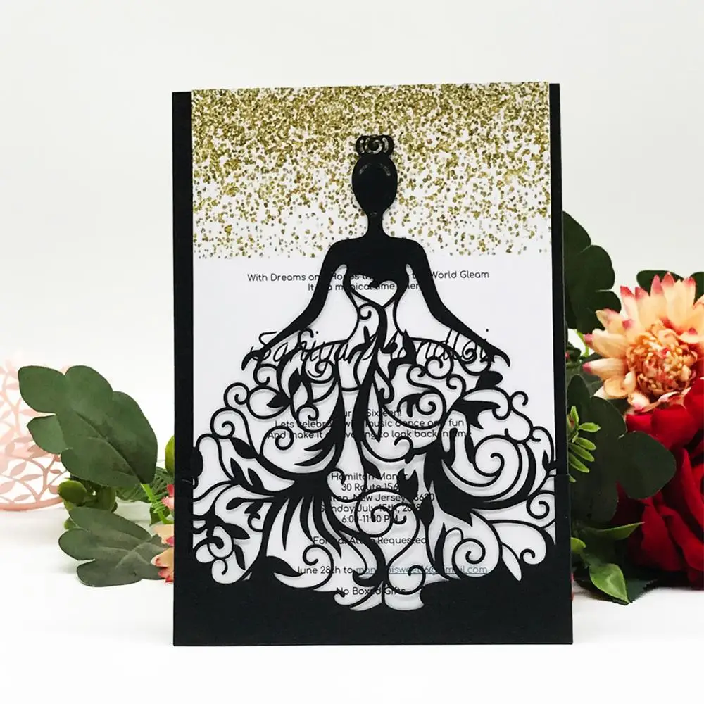 50PCS/LOT Black Girl Wedding Invitation Card Dark girl Style Fancy Dress Theme Party Grand Events Supplies | Дом и сад