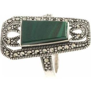 

Yuk marcasite ring with marcasite and malachite from silver