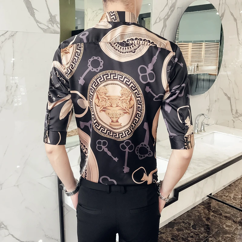 New Arriavl Hot Sale Brand autumn men's casual clock printed england style shirt male slim high quality fit shirt
