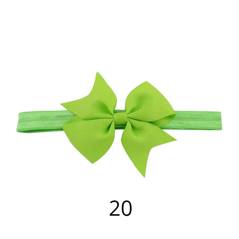 Riclia 20pcs/lot Bow Child Headbands Solid Cute Child Hair Accessories Princess Girls Headwear 20 Colors Cute Ribbon Hair Band - Color: 20