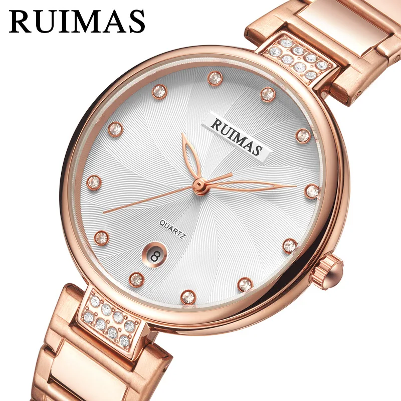 

Anke Store Womens Watch Calendar Luxury Simple Fashion Elegant Diamond Gold Stainless Steel Strap Women Wristwatch Wholesale 577