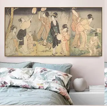 

Laeacco Japanese Ukiyoe Wall Pictures Posters Print Canvas Painting Calligraphy Decorative for Living Room Bedroom Home Decor