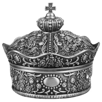 

Creative Vintage Metal Alloy Crown Design Jewelry Box Ring Trinket Case Christmas Birthday Gift