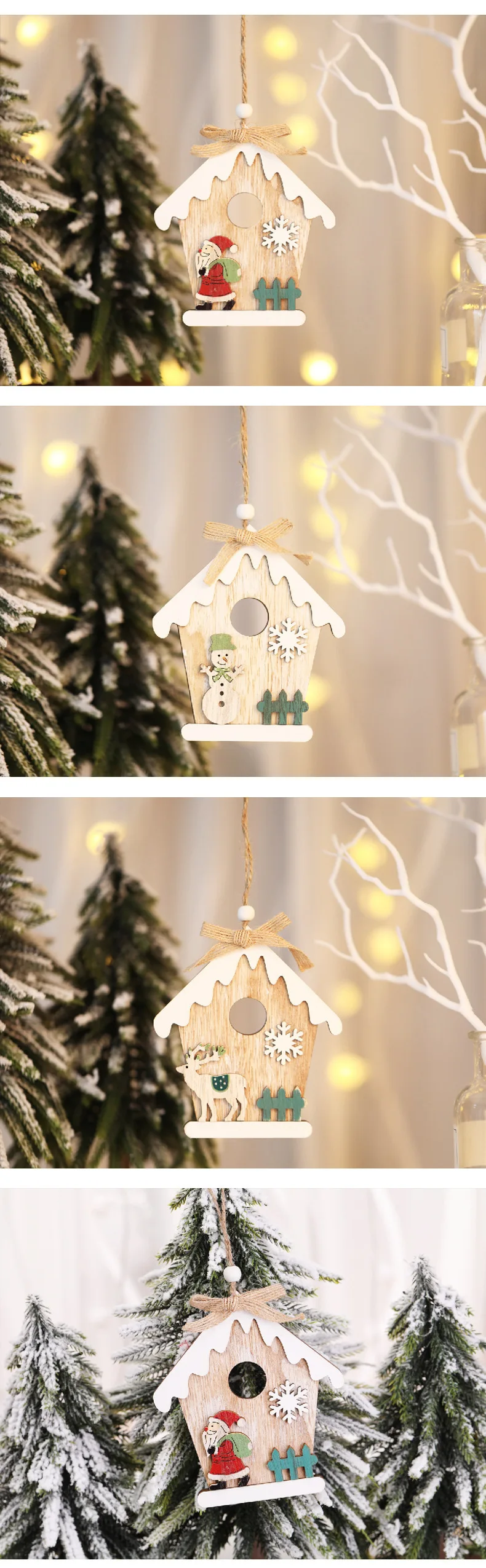 1 шт., деревянная новогодняя елка с изображением Санта-Клауса, лося, подвески, подвесные украшения на Рождество, Год, товары для декора, вечерние украшения для дома, 62724