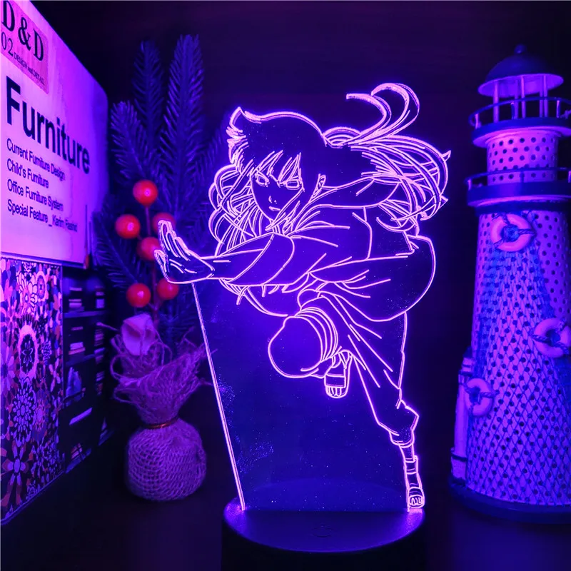 Naruto Hinata LED Lamp 3D Night Light Anime Figure Home Decoration Lampara Bedside Decor Lighting Creative Kids Lights Shippuden