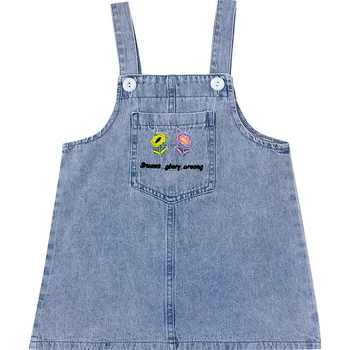 

WLG Girls Casual Dress Kids Summer Strap Denim Blue Floral Embroidery Dresses Baby Girl Casual Clothes for 1-6 Years