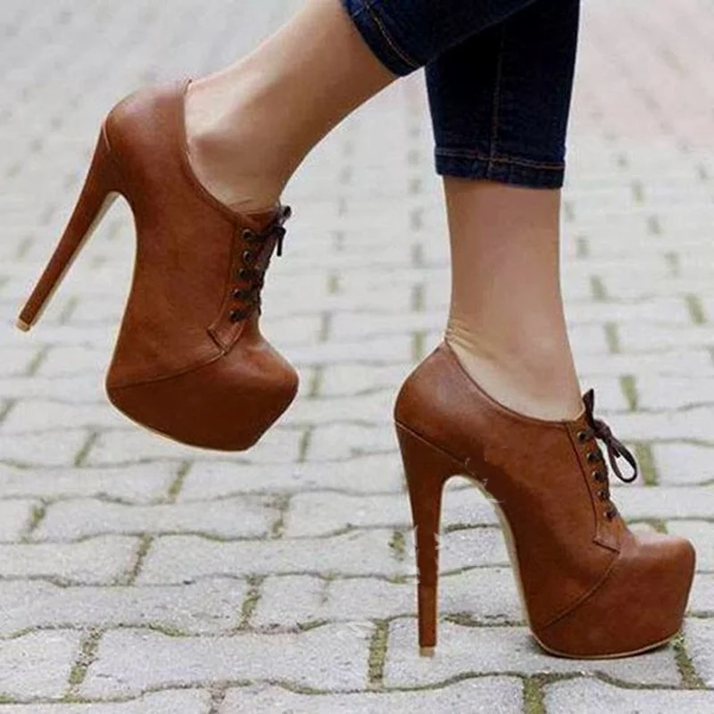 brown platform high heels