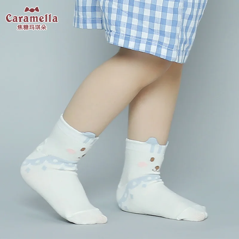 Caramella/4 пары детских носков с животными милые детские носки с объемным рисунком для девочек и мальчиков, бесшовные мягкие хлопковые носки От 1 до 12 лет подарочной упаковке