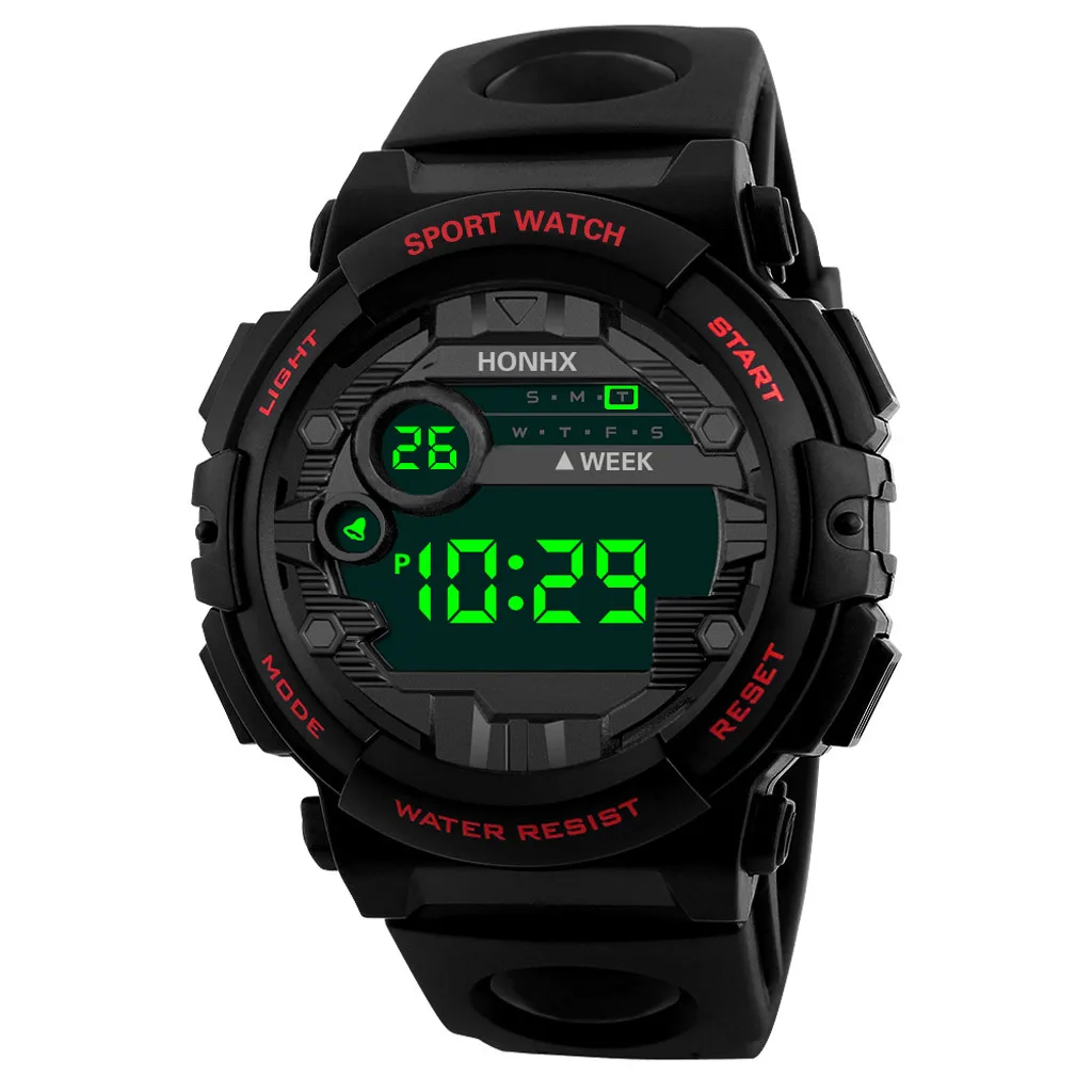 Роскошные мужские цифровые светодиодный часы с датой, спортивные мужские уличные электронные часы, повседневные спортивные светодиодный наручные часы - Цвет: Red