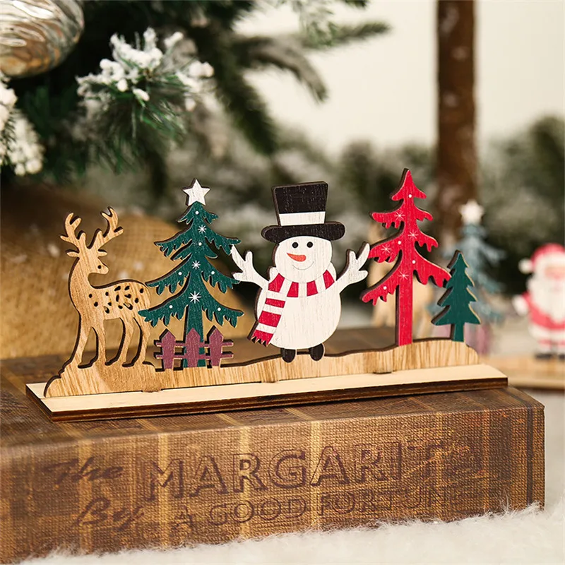 Cadeaux NOEL en bois naturel - 4 pièces - Objets en bois Noël