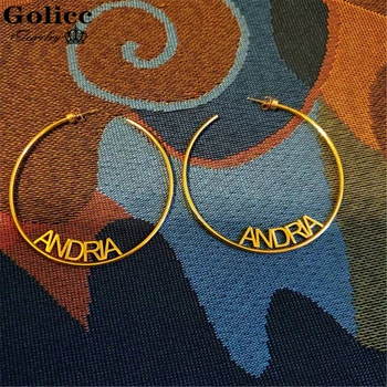 

Golicc JLo Inspired Hoops Custom Earrings name earrings name earrings hoop custom hoops personalized earrings hoop earrings