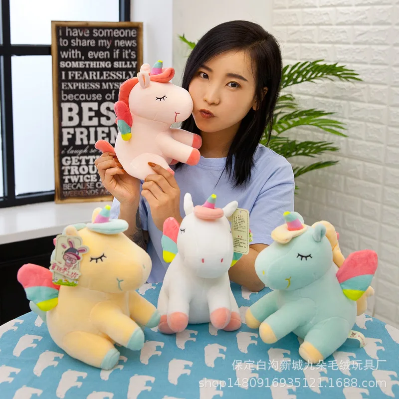 

Hot Selling Creative Candy-Colored Unicorn Plush Toy Doll Cute Rainbow Horse Doll CHILDREN'S Pillow Small Gifts