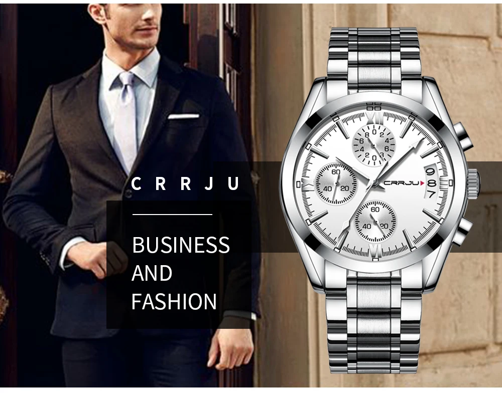 Топ CRRJU часы для мужчин модные бизнес роскошные мужские кварцевые часы водонепроницаемые спортивные мужские наручные часы Relogio Masculino