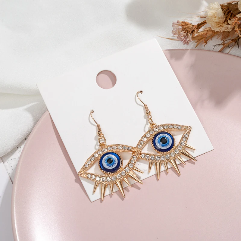 Dangle earrings drop earrings long earrings crystal tassel earrings Rhinestone Evil Eye Statement Tassel Dangle Earrings for Women