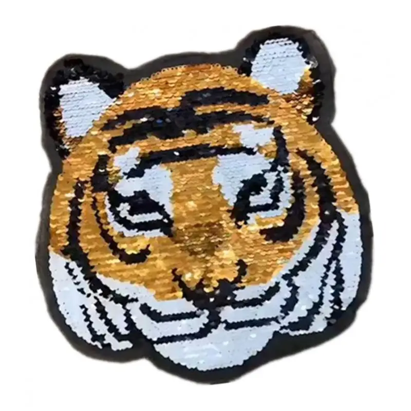 Panda Patch Reversible Change Tiger  Sequins Applique Clothing Sticker