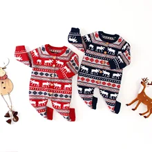Комбинезон для малышей Рождественский олень вязаная одежда для малышей Одежда для новорожденных мальчиков и девочек костюм хлопок комбинезон для новорожденных