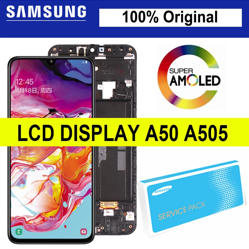 

100% Original Super AMOLED 6.4" Display with frame for Samsung Galaxy A50 2019 A505F/DS A505F A505FD Touch Screen Digitizer