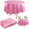 Round 145cm Satin Tablecloth Solid Color Table Covers For Wedding Birthday Christmas Party Round Table Cloth Home Decor ► Photo 3/6