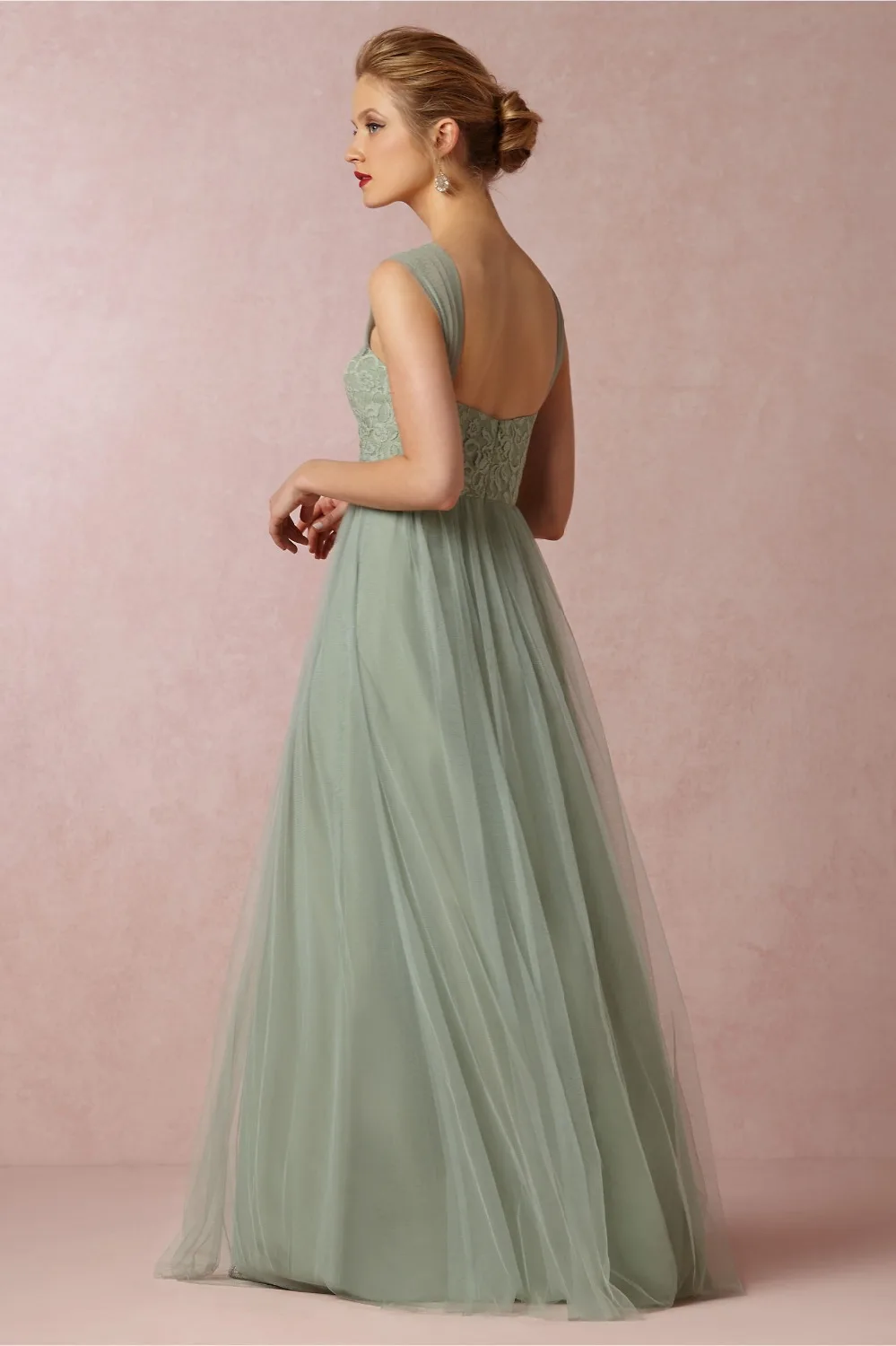 Платье Vestido, милое, длина до пола, Sage Sashes Vestidos Para Madrinhas, мятно-зеленые платья подружек невесты, Длинные вечерние платья