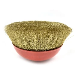 Roue de polissage avec brosse métallique (tasse), 150x14mm, brosse métallique de nettoyage installée sur la meuleuse d'angle, en acier plaqué laiton doux 