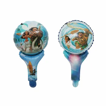

50pcs Ocean Cartoon Moana Balloons Hand Hold Stick Foil Balloons Happy Birthday Party Decoration Air Balls Kids Inflatable Toys