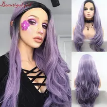 Черные корни Омбре Фиолетовый Натуральная волна синтетический парик на кружеве термостойкие волокна Средний Parint волосы для женщин макияж на каждый день