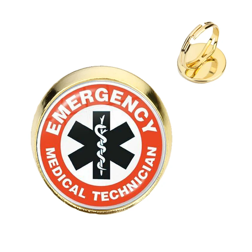 Аварийный медицинский техник парамедик символ логотипа кольца 16 мм стеклянный
