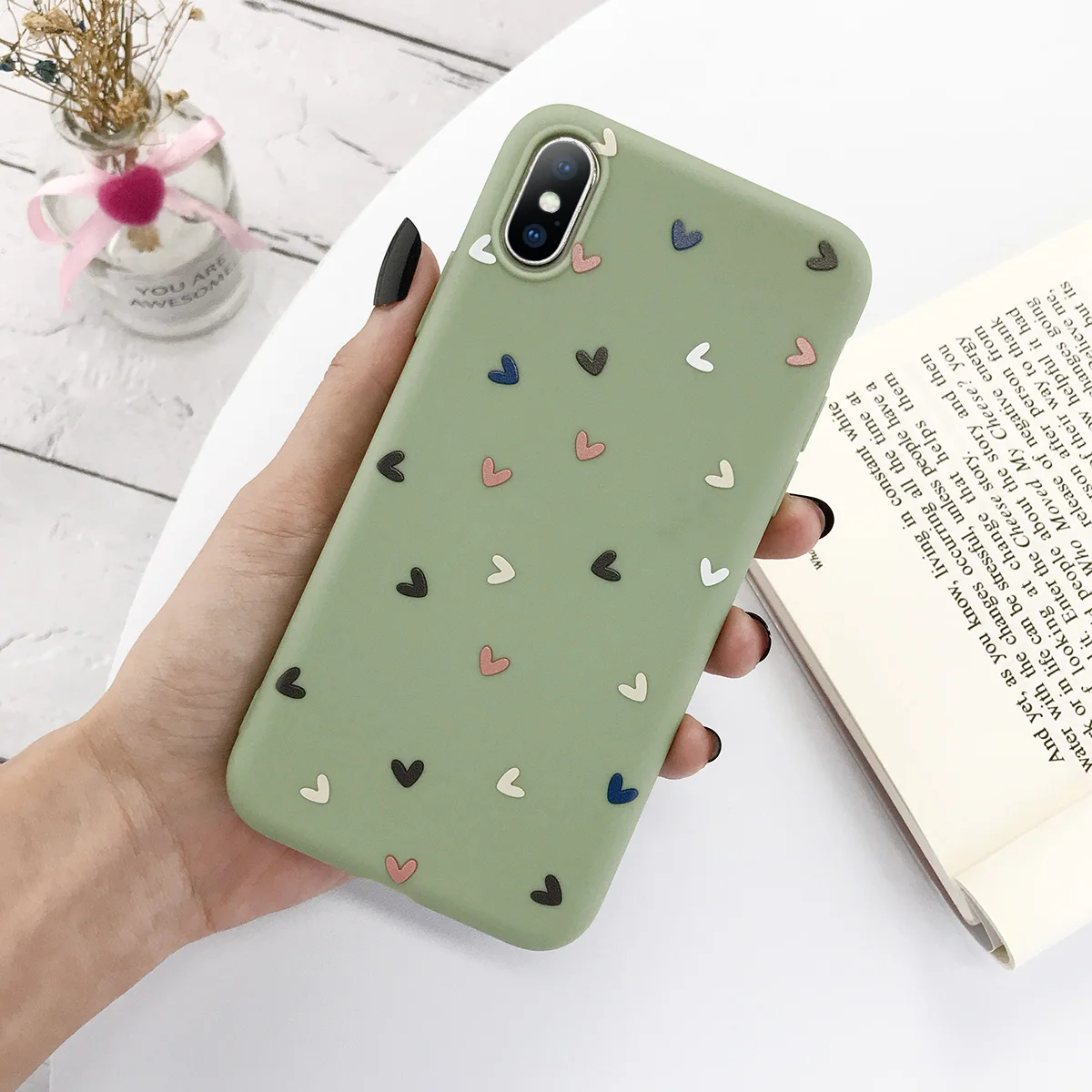 USLION чехол для телефона для iPhone 11 Pro Max X XS XR Xs Max карамельный цвет Любовь Сердце Мягкий ТПУ силиконовый чехол для iPhone 6 6s 7 8 Plus - Цвет: AC6996G