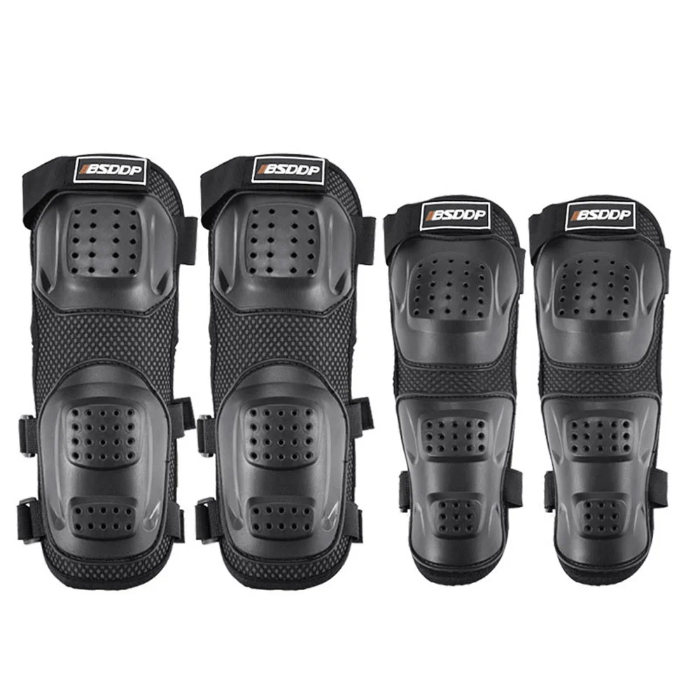 4pcs Motorcycle Black Short Knee Braces Training Elbow Guards Protector Gears