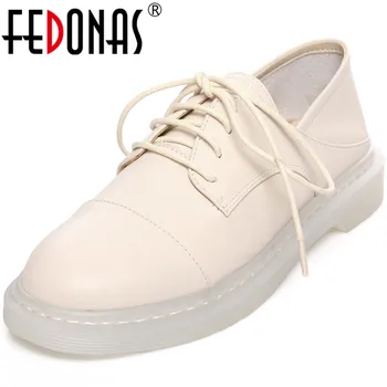 

FEDONAS 2020 Autumn Newest Genuine Leather Shoes For Women Cross Tied Thick H Eels Pumps Platform Wedding Basic Shoes Woman