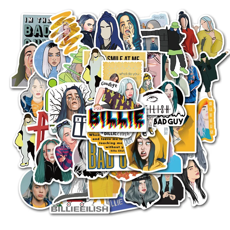 50 шт. Billie Eilish мультфильм стикеры водонепроницаемый чемодан DIY ноутбук гитара наклейки игрушка для скейтборда прекрасный наклейка - Цвет: TZ-1057