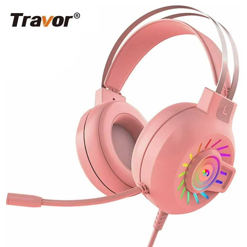 

Travor Gaming Headset Wired Noise-cancelling microphone headset USB Wired Over LED Headphones Stereo with Mic For Xbox One/PS4